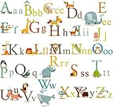 Alphabet Animals ABC Wall Decals Stickers and Peel Easily Removable for Daycare School Kids Toddler 