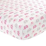 Carter's Cotton Fitted Crib Sheet, Pink Elephants by Carter's