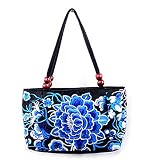レディース ハンドバッグ 刺繍 トートバッグ エスニック スタイル カジュアル レトロ キャンバスバッグ ショルダー 財布 (Colour13)