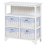 棚 チェスト ランドリー棚 内布付き バスケット 4つ付き 上品 さと 可愛い らしさを 兼ね揃えた WOOD PRODUCTS キャビネット 幅70cm ホワイト
