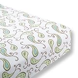 SwaddleDesigns Cotton Flannel Fitted Crib Sheet, Triplets Paisley, Kiwi [並行輸入品]