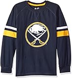 NHL Buffalo Sabres Long Sleeve Tee With Double Armストライプ、Large、ネイビー