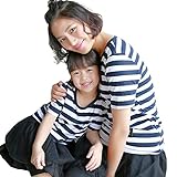 [Veroman] 親子コーデ キッズ Tシャツ リンクコーデ (100 ボーダー ネイビー)