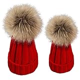 MIOIM® ニット帽子 親子 大人と子供 帽子 2点セット 無地 カジュアル ポンポン フリーサイズ 5色 多色選択 厚手 保温防寒