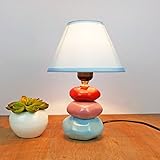 Ywyun モダンでシンプルなセラミックランプ、LED暖かい光省エネランプ、ベッドサイドキャビネットヨーロッパスタイルのベッドルームのリビングルームの研究学習ライト ( Color : Blue )