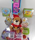 子供のおもちゃギフトバスケット – ブラウンぬいぐるみSanta Bear、二か国語学習Musical電話、Pretty Petals & Fairy Wings Books、色Flashcards、