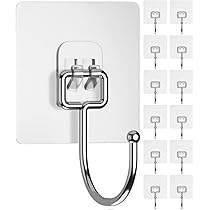 Amazon | 壁掛けフック 12枚セット 耐荷重20KG 粘着 強力 壁穴あけない