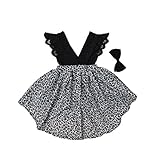 PER 姉妹ドレス　キッズ　子供服　ワンピース　ヘッドバンド付き　ヒョウ柄　レース付き　可愛い　綿　夏服 (70cm, 姉)