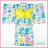 【ER2802S2】 浴衣 サンドレス キッズ用 子供用 ジュニア用 帯付き ワンピース 上着 3点セット (120cm, 青)