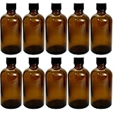 遮光瓶 ガラス瓶 ガラス 茶 100cc SYA-T100cc 100ml-10本セット- (黒CAP ドロップ栓付)