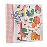 Baby Girls Pink Slip In Case Memo Photo Album 4 x 6'' For 200 Photos - Woodland Animals - Ideal Gift