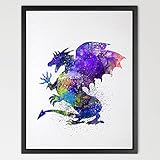 Dignovel Studios 8X10 Daenerys Dragon Game of Thrones Watercolor Art Print Wall Art Hanging Home Dec