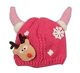 ベビーニット冬暖かい帽子/キャップ6-28ヶ[スノーフレーク、Rosered]