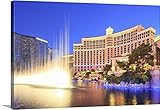 Maurizio relliniプレミアムシックラップキャンバス壁アート印刷題名United States、ネバダ、ラスベガス、Bellagio Hotel with itの夜噴水ショー 24" x 
