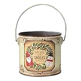 GREENHOUSE クリスマス CMアンティークブリキ缶 M ホワイト CM816-A-WH