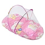愛らしい赤ん坊の幼児の折りたたみ型蚊のクリブネット高品質のポータブルかわいいトラベルベッドテント綿マットレス-ピンク