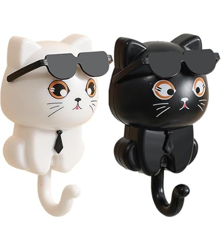 Amazon｜キーフック 壁掛け 猫 かわいい サングラスをかけた漫画猫