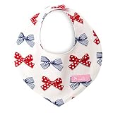 赤ちゃんにやさしい安心スタイ・ビブ・よだれかけ（三角・日本製）　ポルカドットとストライプのフレンチリボン（アイボリー）　B0204600