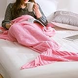 daenerys-liu大人Teens子供ソフトandファッションすべての季節にニットマーメイドテールBlanket Sleepingブランケットかぎ針編みSnuggleマーメイド、ピンク