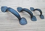 IRONMONGERY Worldâ 3003 Hand Forged Iron Blacksmithキッチンキャビネット引き出しドアプルハンドルヴィンテージ(ブラックビーズワックスSpearsリーフ