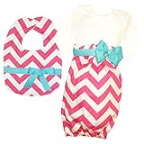 Caught Ya Lookin' Baby Bib Gift Set, Pink and White Chevron by Caught Ya Lookin'
