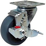 ナンシン 微音キャスター ゴム・グレー(ベアリング入り) ストッパー付き 75mm STS-75 NRC S-2