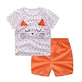 ベビー Tシャツ がルーズ 女の子 半袖 パンツ 上下セット夏 カジュアル お出かけ 出産祝い (オレンジ, 110)