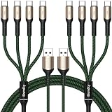 【2パック】Bismdky マルチ USB C 4 in 1充電スプリッターケーブル 急速充電 PD+QC対応 3.1A急速充電 スプリッターケーブル USB A4つのタイプCポ 同時給電可能 ト付き アルミ合金シェルナイロン編み Macbook iPad iPhone 17/16/15シリーズ/Air AirPods Galaxy 等Type-c機種対応その他Android機器 (グリーン)