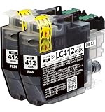 LC412BK (顔料ブラック)【2本】 最新 互換 インクカートリッジ 412 412BK LC412-BK 黒 インク 純正と併用可能 brother ブラザー (対応機種: MFC-J7100CDW / MFC-J7300CDW)【STAR JET製】
