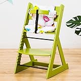 【人気ベビーチェア 笑顔のマジカルチェアー＋専用クッション (お得2点セット)】 木製椅子 安心強度の三角形ベース 高さ調節可能 ふかふかクッションセット (チェア：グリーン色 クッション：アニマルピ