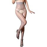 [WBooo] セクシー オープンクロッチ パンスト オイルストッキング 8デニール 超光沢 テカテカ 極薄 パンティストッキング ダンス タイツ