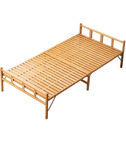 Amazon｜【組立不要】折りたたみベッド 竹庭 ベッドフレーム 天然竹製