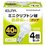 エルパ (ELPA) 長寿命ミニクリ36W4P 電球 豆電球 100V 口金E17 4個入 クリア EKP100V36LW(C)4P