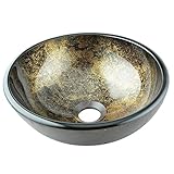 洗面ボール 彩色上絵洗面ボウル 強化ガラス製 排水金具付 洗面鉢 手洗い器 手洗器 洗面ボール ガラス 手洗い器おしゃれ 円形 D31cm