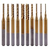 10個のチタンコーティングされた3.175mm 1/8インチシャンク0.8mm〜3.175mmの彫刻ビットラッピングカッターCNCスレッディングミリングビット