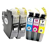 brother ブラザー LC3111-4PK (PGBK【顔料】×2 /C/M/Y)【5本セット】 最新 互換 インクカートリッジ 《ICチップ搭載・残量表示対応》 3111 LC3111 純正同様の顔料インク (対応機種: DCP-J572N / DCP-J582N / DCP-J577N / DCP-J972N / DCP-J973N / DCP-J978N-B / DCP-J978N-W / DCP-J982N-B / DCP-J982N-W / MFC-J738DN / MFC-J738DWN / MFC-J893N / MFC-J898N /MFC-J903N / MFC-J998DN / MFC-J998DWN / DCP-J981N )【STAR JET製】
