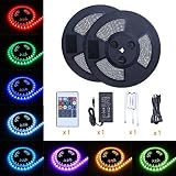 Tingkam Waterproof 5050 SMD 65.6ft (20m) RGB LED Strip Light Kit Color Changing Black PCB Rope Light