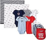 Carter's Boys' 11-Piece Bodysuit Bib and Blanket Set Blue Sports 3 Months [並行輸入品]