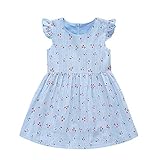 Cutelove 子供ドレス 女の子 ガールズ ベビー 綿 夏 キッズ 可愛い チェリープリント 蓮の葉の袖 プリンセスドレス 柔らかい おしゃれ 素敵 ワンピース