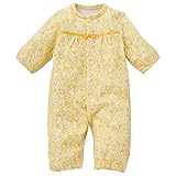 西松屋 EFD 胸ラインリボン長袖コンビドレス（小花柄）【新生児50-60cm】 新生児 イエロー