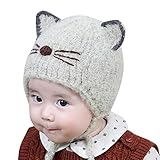 ベビービーニー帽子、inkach Littleボーイズ/ガールズニットウールかぎ針編みイヤーフラップ帽子キッズ冬暖かいキャップ One Size HT