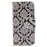 iPhone 5C 手帳型 ケース カバー Zeebox [生涯補償付き] 高品質 落下防止 保護カバー カード収納 スタンド機能 マグネット式 Apple iPhone5C 対応 (ブラック #7)