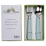 Golden Rabbit Child Fork & Spoon Set Robins Egg Blue [並行輸入品]