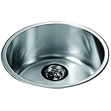 Dawn 3235 Top Mount Round Single Bowl Bar Sink, Polished Satin Finish [並行輸入品]