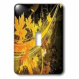 Anne Marie Baugh – Fall – Fall Yellow Leaves with Streamers againstダークグリーン – 照明スイッチカバー – シングルトグルスイッチ
