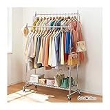 インテリア 家具 便利 おしゃれ 頑丈ハンガーラック 【4： ダブル/幅120cm】 スチールパイプ キャスター付き 〔ワードローブ/クローゼット〕