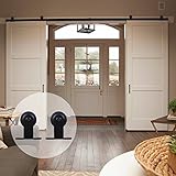 T字型ccjh国クラシックスチールスライドバーン内部ドアハードウェア – ブラックのダブルドア 14.5FT ブラック A145DTS00