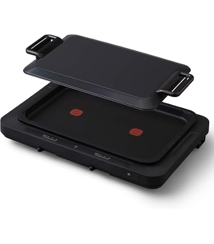 Amazon | ホットプレート 左右温度調整 2枚 ブラック WHPK-012-B