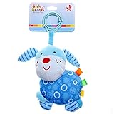 giftshop101 6 "キュート犬ソフトPlush Baby Rattle withクリップベビーおもちゃ – ブルー