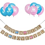 coobey Boy or GirlバナーとGender Reveal balloons Decorations forベビーシャワーGender Revealパーティー妊娠発表
